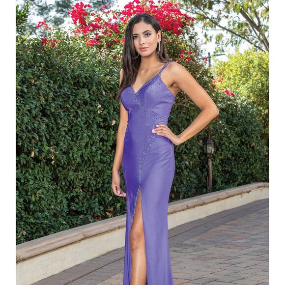 New Sleeveless Sheath Rhinestones Embellished Prom Dress w/ Lace Up Back DQ 4274 - Picture 1 of 8